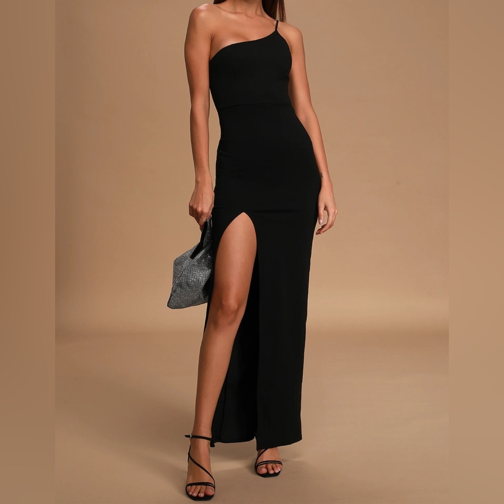 Black Formal One Shoulder Maxi Dress
